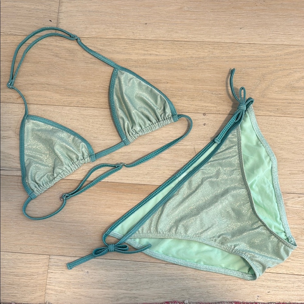 Green Shimmer Bikini Set
